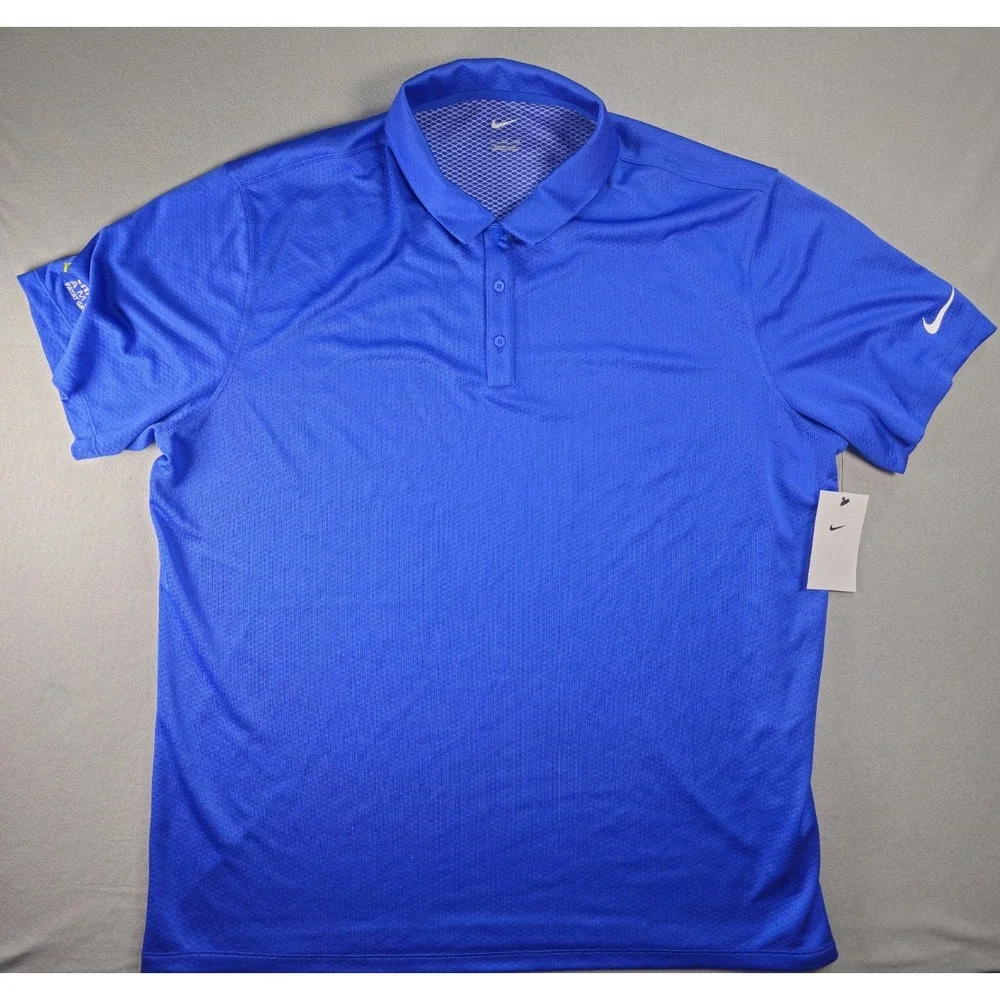 Nike Golf Polo Men 2XL Blue NWT Dri-FIT Hex Textured AH6266-480 Embroidered
